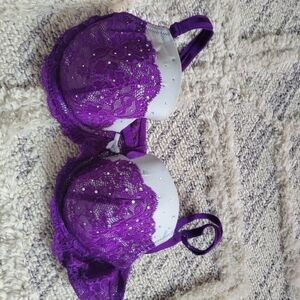 Victoria's Secret Purple and White Lace Bra